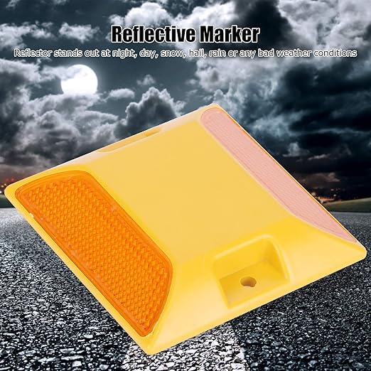 6 Pack Road Reflectors, 3.7X 3.7 inch Commercial Reflective Road Pavement Marker Reflective Road Driveway Marker Street Pavement Asphalt Stud Markers for Speeds Bumps, Sidewalks