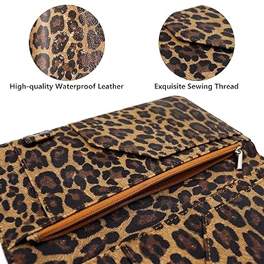 Server Book, Cutaswish Server Books for Waitress Cute, Waiter Receipt Book, PU Leather Waitress Book with Zipper Pocket, Waitress Accessories, Leopard