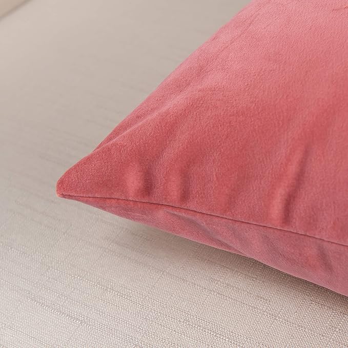 Elegant Comfort Velvet Cushion Covers Pack of 2, Velvet Soft Solid Decorative Square Throw Pillow Covers Set Cushion Case for Sofa Bedroom Car 20 x 20 Inch (50 x 50 cm), Solid Dusty Rose Pink