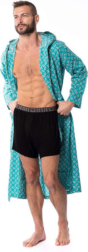 AMERICAN HEAVEN Mens Lightweight SleepLounge Long Bath Robe with Hood -Premium Cotton Blend