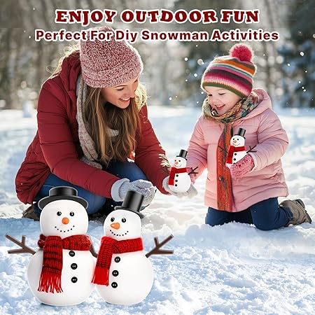 Outivity 300 Pcs Snowman Crafts DIY Kits for Winter Kids Holiday Party Decor Gift,Includes 30 Mini Black Top Hats,180 Snowman Craft Buttons,30 Carrot Noses Buttons and 60 Snowman Hands