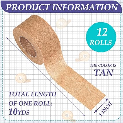 12 Rolls Micropore Tan Tape Skin Tape Adhesive Tape Non Woven Paper Tape for Household Supplies (1 Inch x 10 Yards)