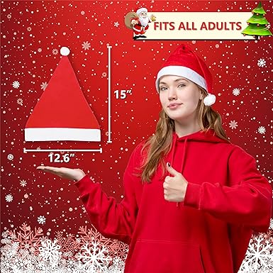 122448108pcs Santa Hats, Bulk Santa Hats for Adult, Red Classic Christmas Hats for Christmas party