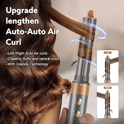 Hair Dryer Brush, webeauty 5 in 1 One Step Professional Hot Air Brush Set for Fast Drying, Curling Drying, Straightening Combing, Hair Styler Ceramic Coating Negative Ion 110000 RPM (GreyGold)