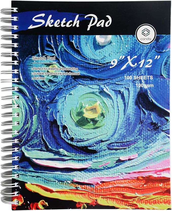 CONDA 9"x12" Sketch Book, 100 Sheets (68 lb100gsm), Spiral Bound Artist Sketch Pad, Durable Acid Free Drawing Paper for Drawing Painting, Starry Sky