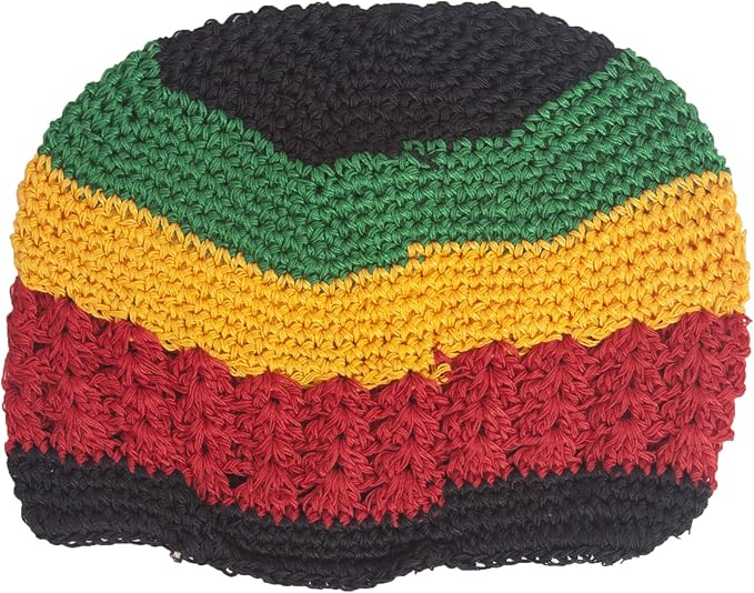 Hand Crocheted Beanie, Rasta Black