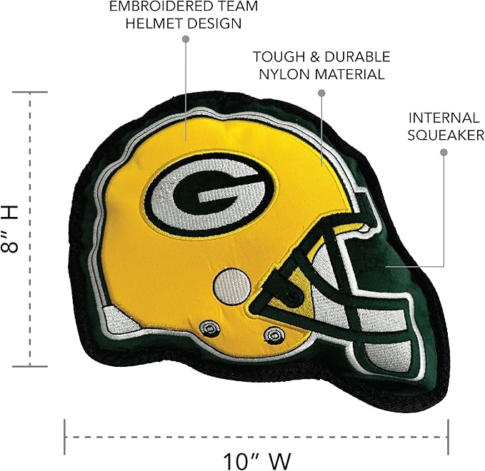 The 1st Ever Tough but Smooth Dog Toy NFL Green Bay Packers Football Helmet Tough Pet Toy. A Premium Quality Doggie Toy with Built-in Squeaker. Sports Fans Favorite Chew Toy