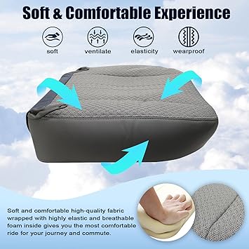 SecosAutoparts Driver or Passenger Side Bottom Replacement Cloth Seat Cover Gray Compatible with Chevy Express GMC Savana Van 2003 2004 2005 2006 2007 2008 2009 2010 2011 2012 2013 2014