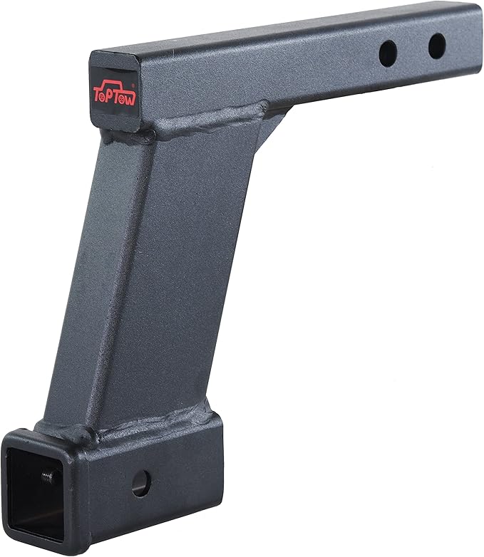 TOPTOW Trailer Hitch Extender Adapter with 10-inch Riser/Drop, 2" Receiver, 2-inch Solid Shank, 10000lbs Capacity