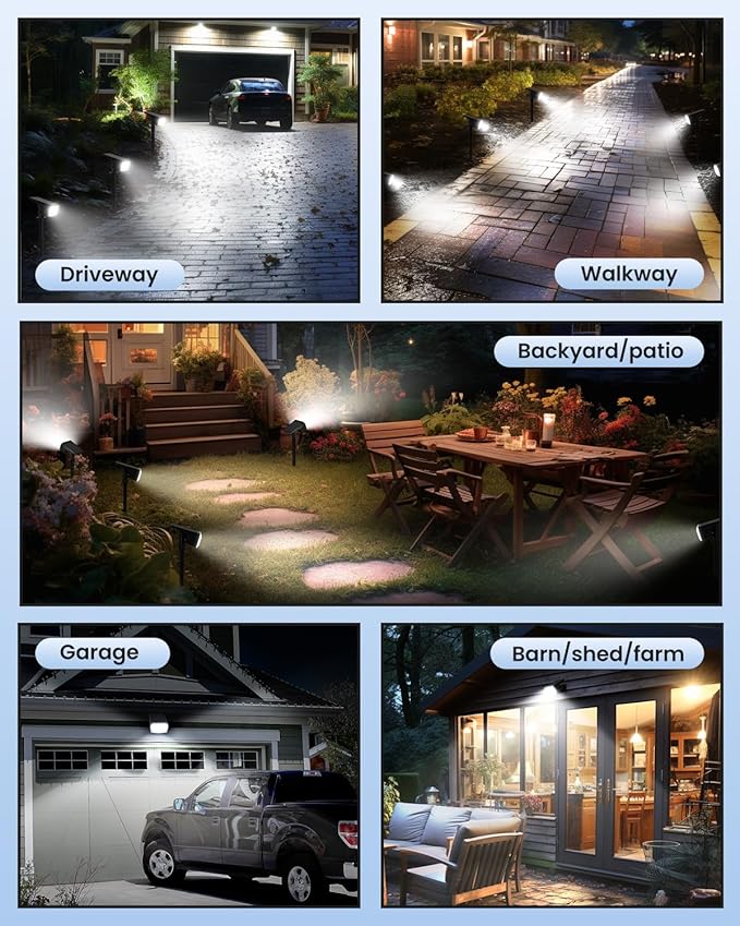 Solar Spot Lights Outdoor Waterproof Landscape Spotlights 63 LEDs 3 Lighting Modes IP65 Solar Spot Lights for Outside, Backyard, Garge, Garden, House-1 Pack Cool White