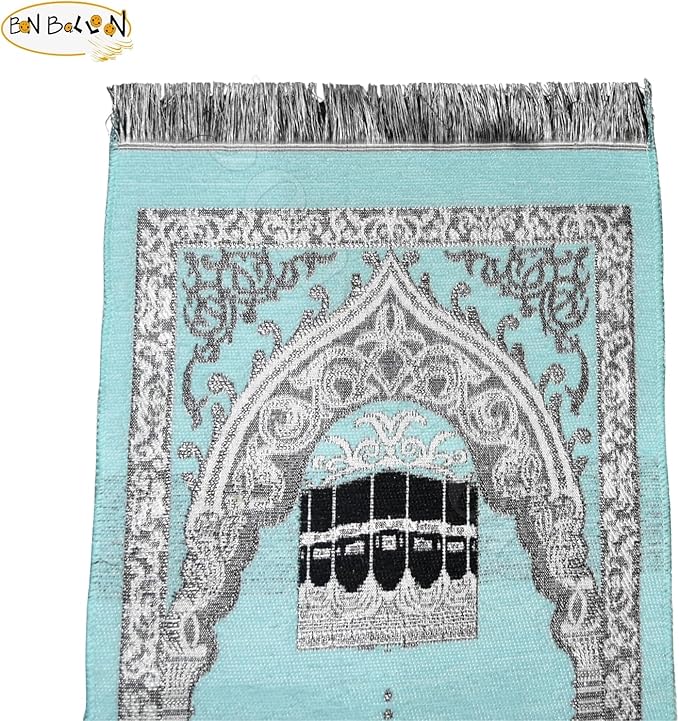 Light Blue Prayer Rug Muslim Carpet Mat Islamic Childrens Salat Small Kids Janamaz Sajda Rugs Sajadah Namaz Sajjadah Child Toddler Mosque Mini Praying Gebetsteppich Musallah Salah Masged Ramadan