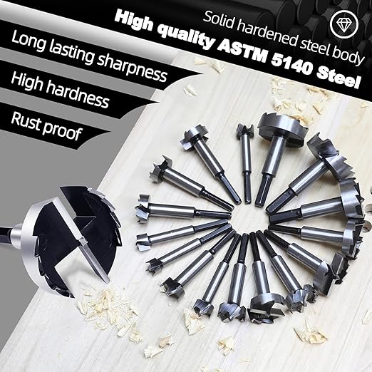 2-18 Inch Forstner Bit for Woodworking,2-18" Forstner Drill Bit for Wood,Wood Drill Bit Woodworking Hinge Cutter Tool for Wood Plywood Plastic