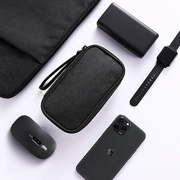 Travel Tech Kit, Universal Carrying Organizer Case Bag for Small Electronics and Accessories, Waterproof (Black)