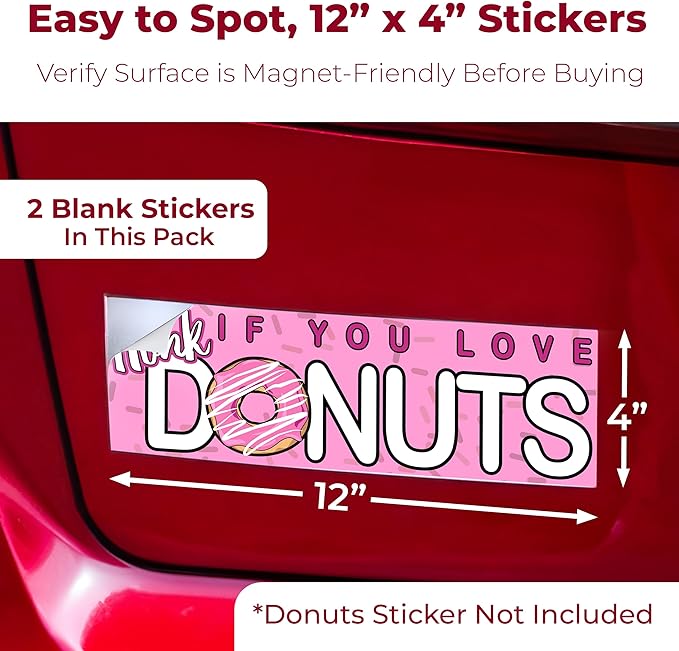 Cut to Size, Durable 4x12in Sticker Magnetizer 2 Pk: Turn Any Decal Into a Strong Magnet. Weatherproof Magnetic Strip Protects Bumper Paint and Allows Easy Swap. Flexible Sheet Guaranteed to Stick