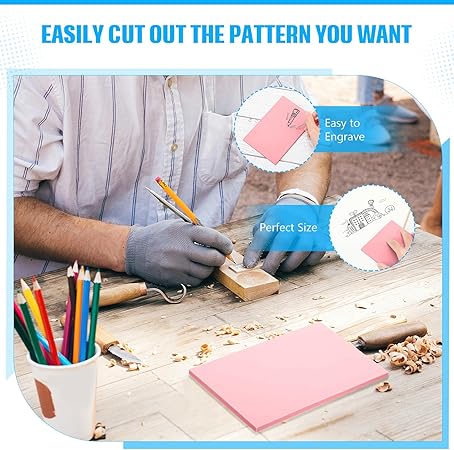 4 Pcs 4" x6 Pink Rubber Art Soft Linoleum Carving Block, Rubber Crafts Linocut Block for Printmaking,Stamp Carving Block