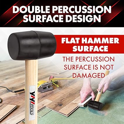 YY-2-005 Rubber Mallet Hammer With Wood Handle8-oz, black