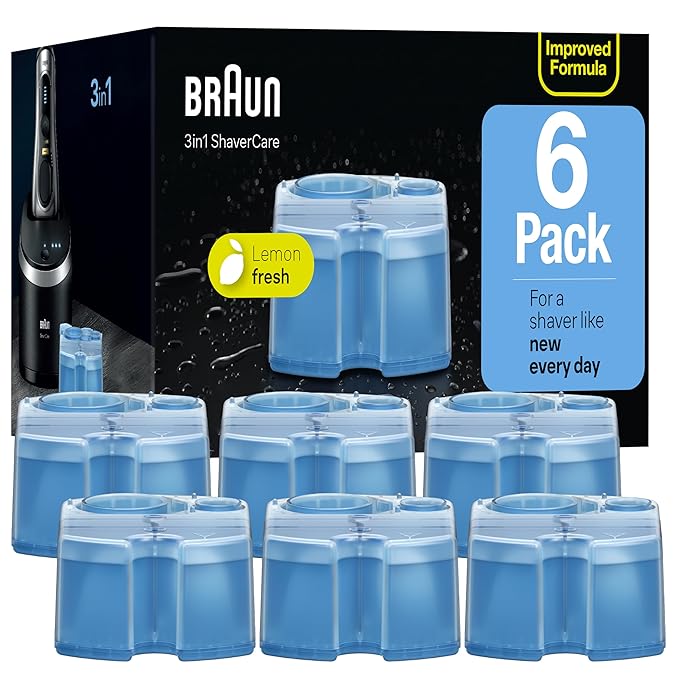 Braun Clean & Renew Refill Cartridges CCR, Replacement Shaver Cleaner Solution for Clean&Charge Cleaning System, Pack of 4