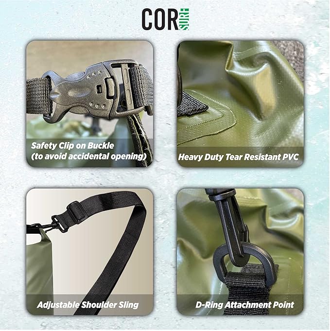 COR Surf Floating Waterproof Dry Bag 3L 5L 10L 15L Roll Top Sack Keeps Gear Dry for Kayaking, Rafting, Boating, Swimming, Camping, Hiking, Beach, Fishing