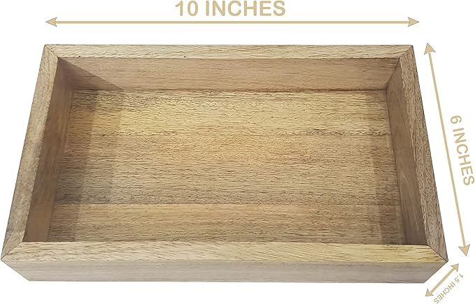 Wood Serving Tray Home Decorative Wooden Rectangle Antique Handmade Mango Wood Guest Towel Holder Vanity Tray Bathroom Accessory Trays Brown 10 x 6 inches