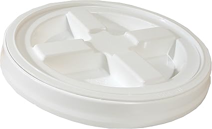 Gamma2 Seal Lid - Pet Food Storage Container Lids - Fits 3.5, 5, 6, 7 Gallon Buckets, White, 4122E, Made in USA, Fits a 3.5 to 7 Gallon Bucket