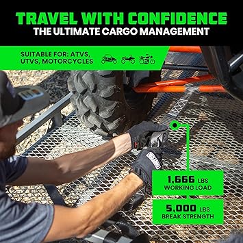 Rhino USA Soft Loop Tie Down Straps (4-Pack) - 1.6 Inch x 17 Inch (5,000 lbs Break Strength) Heavy Duty Motorcycle Straps for use with Ratchet Straps - Handlebar Straps for ATV, UTV, Dirt Bike (Gray)