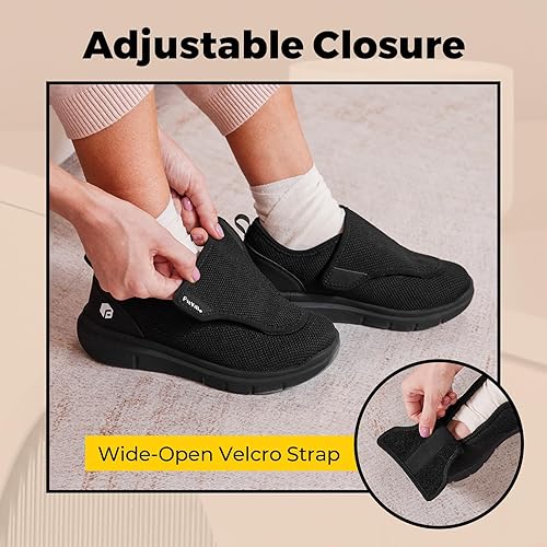 FitVille Diabetic Shoes for Women Extra Wide Width Walking Shoes Slip-On Orthopedic Shoes for Swollen Feet Foot Pain Relief - EasyTop Wings V2