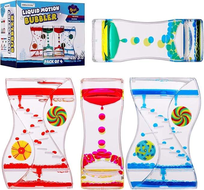 XINBAOHONG Liquid Motion Bubbler Sensory Toy for Kids and Adults 4-Pack,Calming Stress Relief Fidget Toys for ADHD Autism, Office Desk Decor