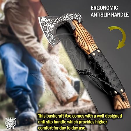 SHINY CRAFTS-Axes berserker axe Viking Hatchet Tomahawk Axe-Custom Handmade Viking Axe Gift Christmas Gift Birthday gift for him with Leather Sheath (VBA 19)