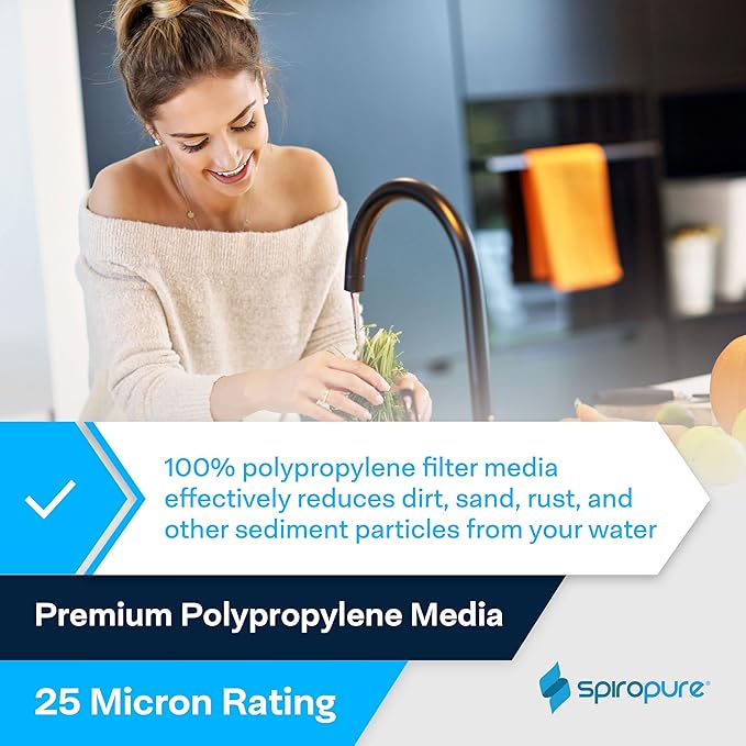 SpiroPure Inline Sediment Water Filter with 1/4" Quick-Connect, 2" x 10" (1 Pack)