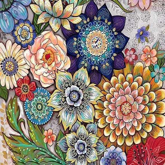 Hlison Diamond Painting Kits for Adults, 5D Mandala Diamond Art Kits for Adults Beginner, DIY Flowers Rhinestone Diamond Painting for Home Wall Decor - 12x16 Inch