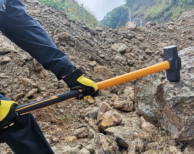 10 LB Sledge Hammer with Heavy Duty Construction, 35-Inch Fiberglass Handle, Overstrike Protection, Textured Grip