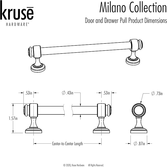 30188 - (Single) Milano Door and Drawer Pull - 8in Center-to-Center, Champagne Bronze