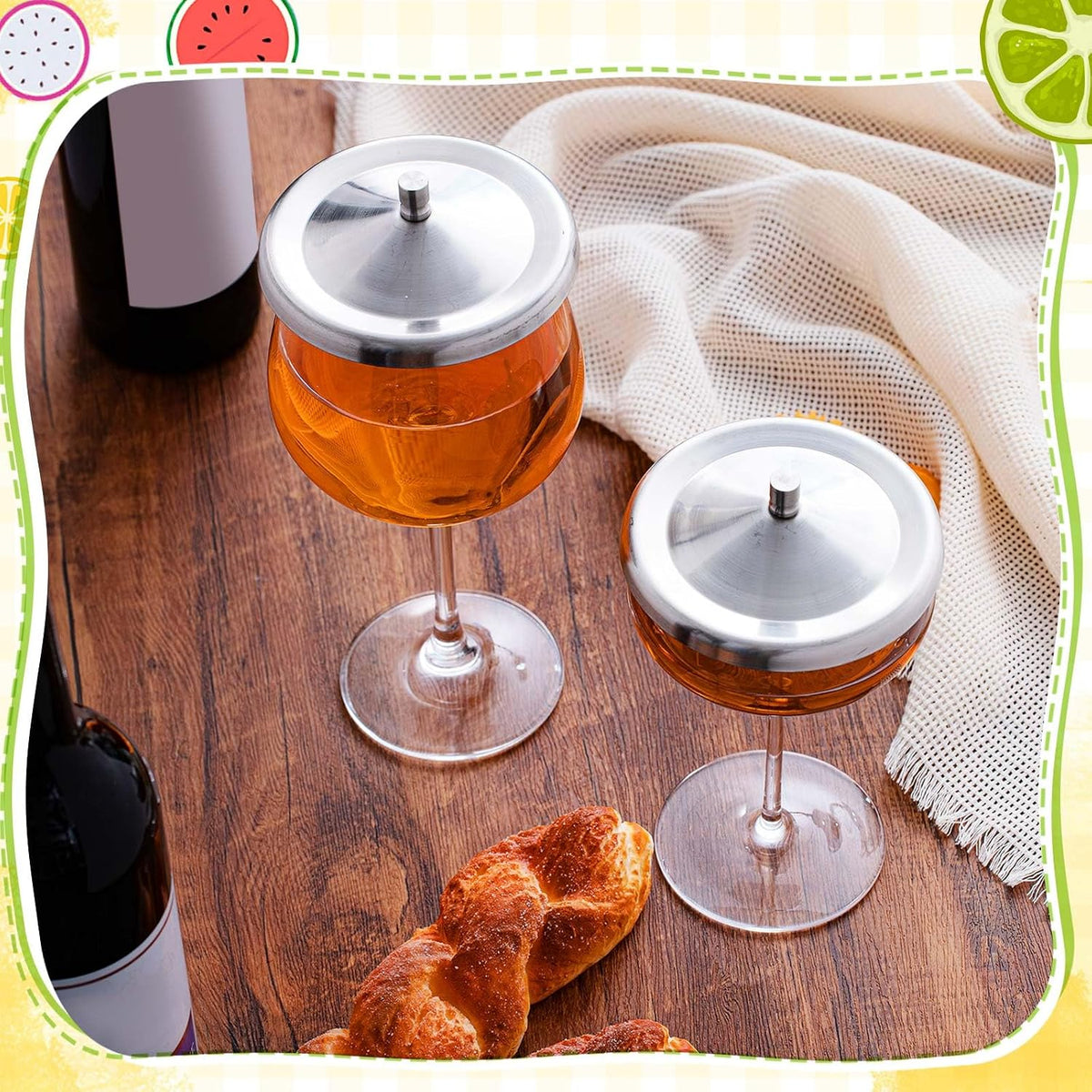 2 Pcs Stainless Steel Wine Glass Covers Wine Glass Covers to Keep Bugs out for Drinks Coffee Mugs Tea Cups Water Glasses Drinking Accessories