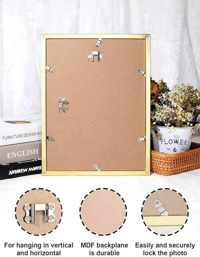 Annecy 9x12 Picture Frames (1 Pack, Gold), Simple Designed Photo Frame, For Pictures 9x12 for Wall Mounting, Classic Simple Home Office Decor