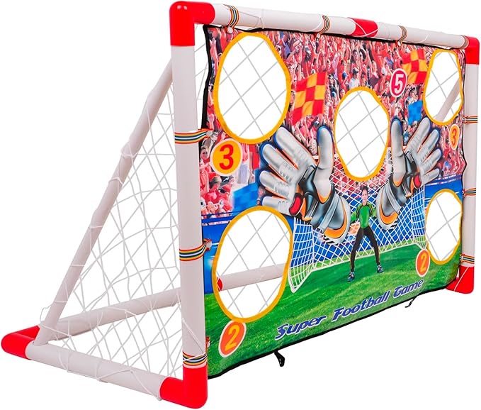 Kids Soccer Goal – 2 in 1 Soccer Goal with Target Net, Portable Soccer Goals for Backyard & Indoor Play, Small Soccer Goals 4' x 2.4' ft – Toddler Fun Training Set for with Ball Ages 3+