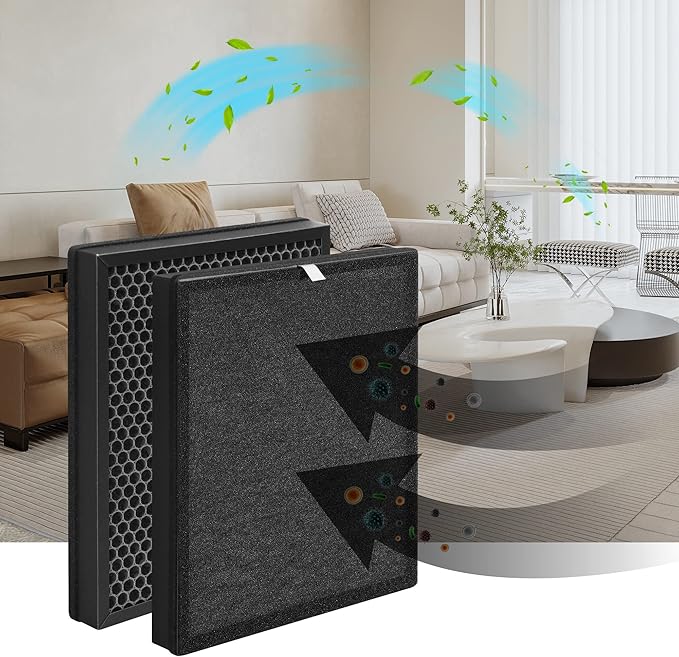 2-Pack Aerio-300 Replacement HEPA Filter Compatible with Zigma Aerio-300 Purifier, 2 High-Efficiency HEPA Filters 2 Carbon Pre-Filters