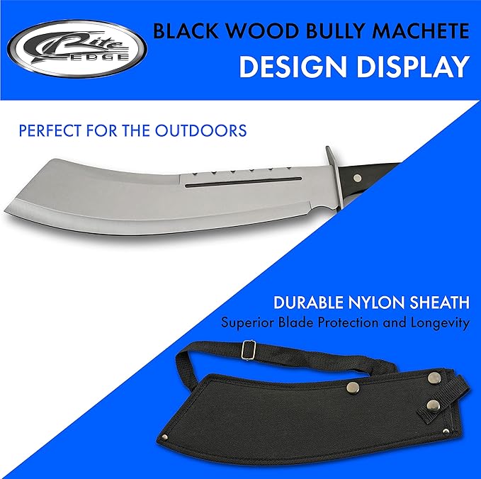SZCO Supplies 18.25" Full Tang Machete with Nylon Sheath Ai High-Carbon Stainless Steel Blade for Camping, Survival, and Outdoor Adventures