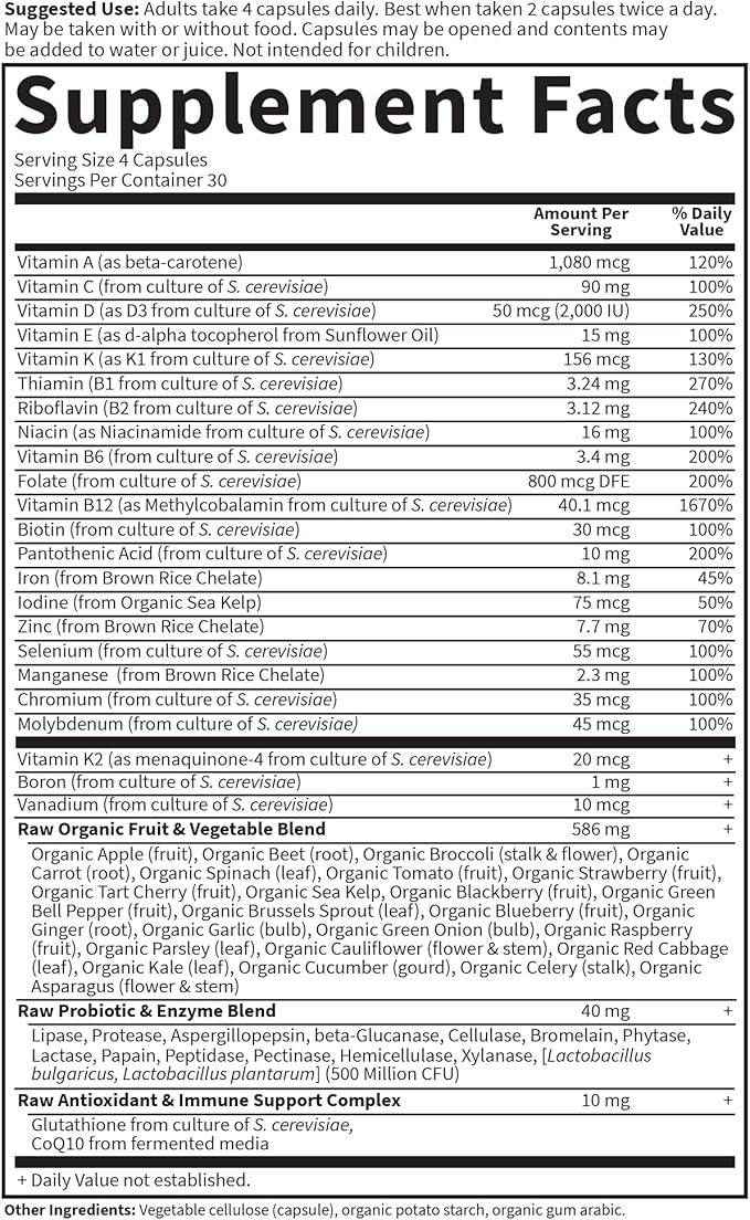 Garden of Life Multivitamin for Women, Vitamin Code Women's Multi - 120 Capsules, Whole Food Womens Multi, Vitamins, Iron, Folate not Folic Acid Probiotics for Womens Energy, Vegetarian Supplements