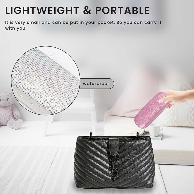 molshine 2 Pieces Glitter Hard Shell Eyeglass,Portable Dazzling Smooth Glasses Case for Men Women Girl Travel Study Work