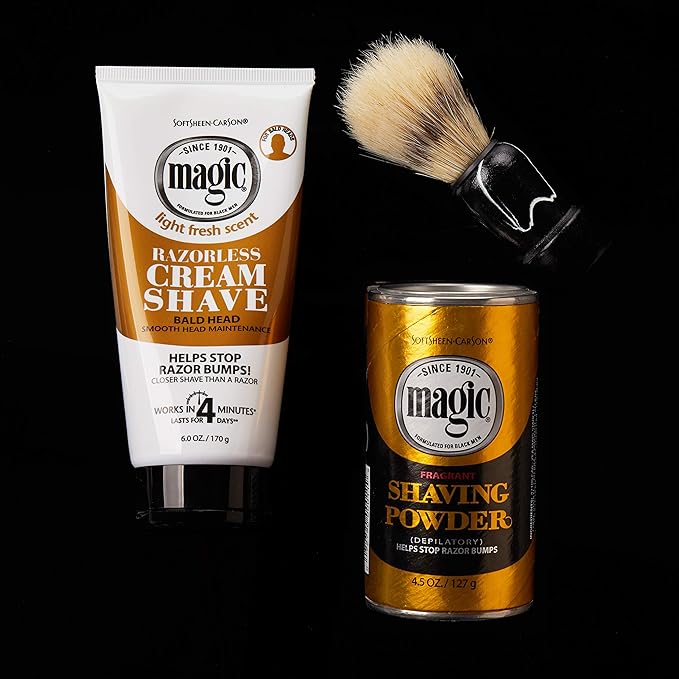 SoftSheen-Carson Magic Razorless Shaving Cream, Hair Removal Cream, Depilatory Cream, Works in 4 Minutes for Coarse, Curly Hair, 6 Oz