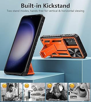 FNTCASE for Samsung Galaxy S23-Plus Case: Military Grade Shockproof Protection Mobile Case with Kickstand Matte Textured Rugged TPU Shell Drop Proof Protective Phone Cover for Galaxy S23