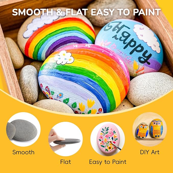 Simetufy 10 Pcs Extra Large Rocks for Painting, 4-5 Inch River Rocks Painting Stones Smooth Flat Rocks for Painting, Natural Rocks to Paint for Arts DIY Crafts Kids Painters