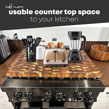 30" x 20" Acacia Wood End Grain Cutting Board Extra Large, XXXL Noodle Board Stove Cover, Heavy-Duty Butcher Block, 3XL Meat Chopping Board, Oversized Turkey Carving Board, Charcuterie Board