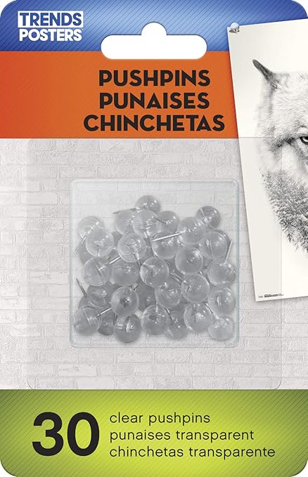 Trends International Clear Pushpins Thumb Tacks (30-Pack)