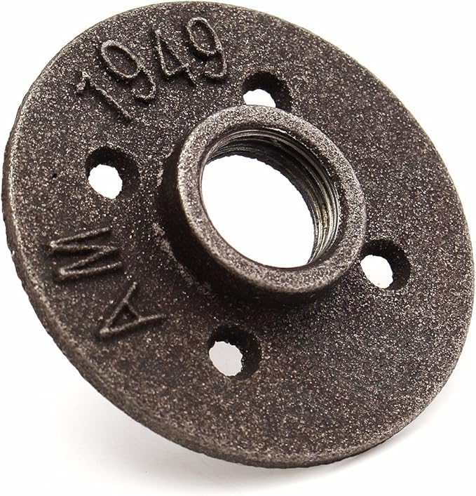 34 Inch Black Malleable Iron Floor Flange Fitting Pipe NPT Antique Wall Flange Seat