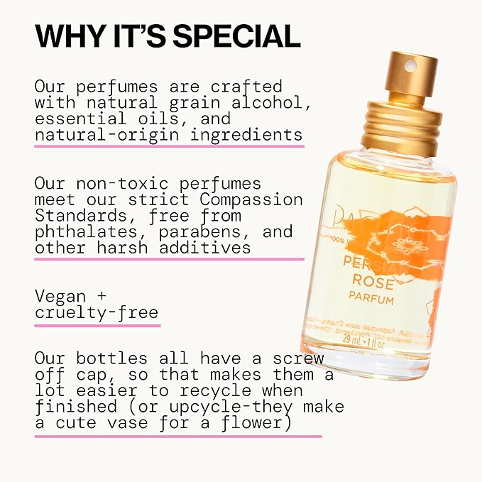 Pacifica Beauty, Persian Rose Clean Fragrance Spray Perfume, Made with Natural Essential Oils, Fresh Rose Scent, Vegan Cruelty Free, Phthalate-Free, Paraben-Free, Gifts for Her, 29 ml. 1 fl. oz