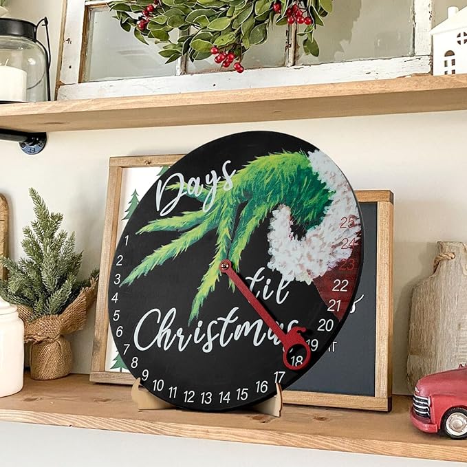 DAZONGE Christmas Wreath Decorations Christmas Countdown Advent Calendar 2024 for All Ages 12'' Wooden Christmas Welcome Sign with Easel Christmas Decor