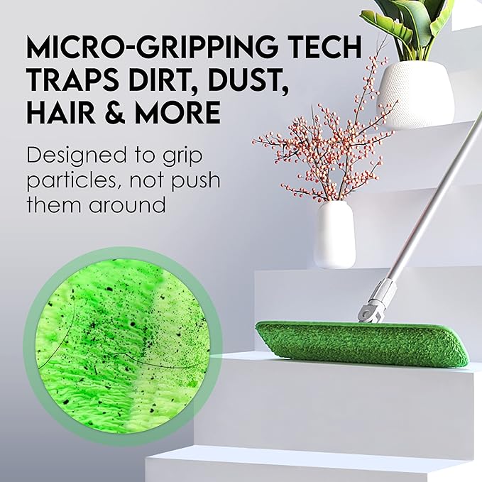 Microfiber Mop Pads 4 Pack - Reusable Washable Cloth Mop Head Replacements Best Thick Spray Wet Dust Dry Flat Velcro Attachment 18" Inch - Cleaning Refill Fits Bona, Bruce, Rubbermaid, Libman + More