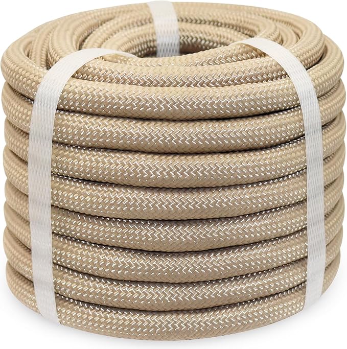 Braided Polyester Rope 12 in x 50 ft Heavy Duty Rope - Strong Outdoor Rope for Tree Work Swing Pulling Sailing Camping Nautical (Brown)