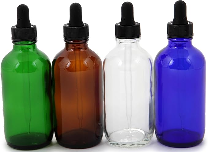 Vivaplex, 8, Assorted Colors, 4 oz Glass Bottles, with Glass Eye Droppers